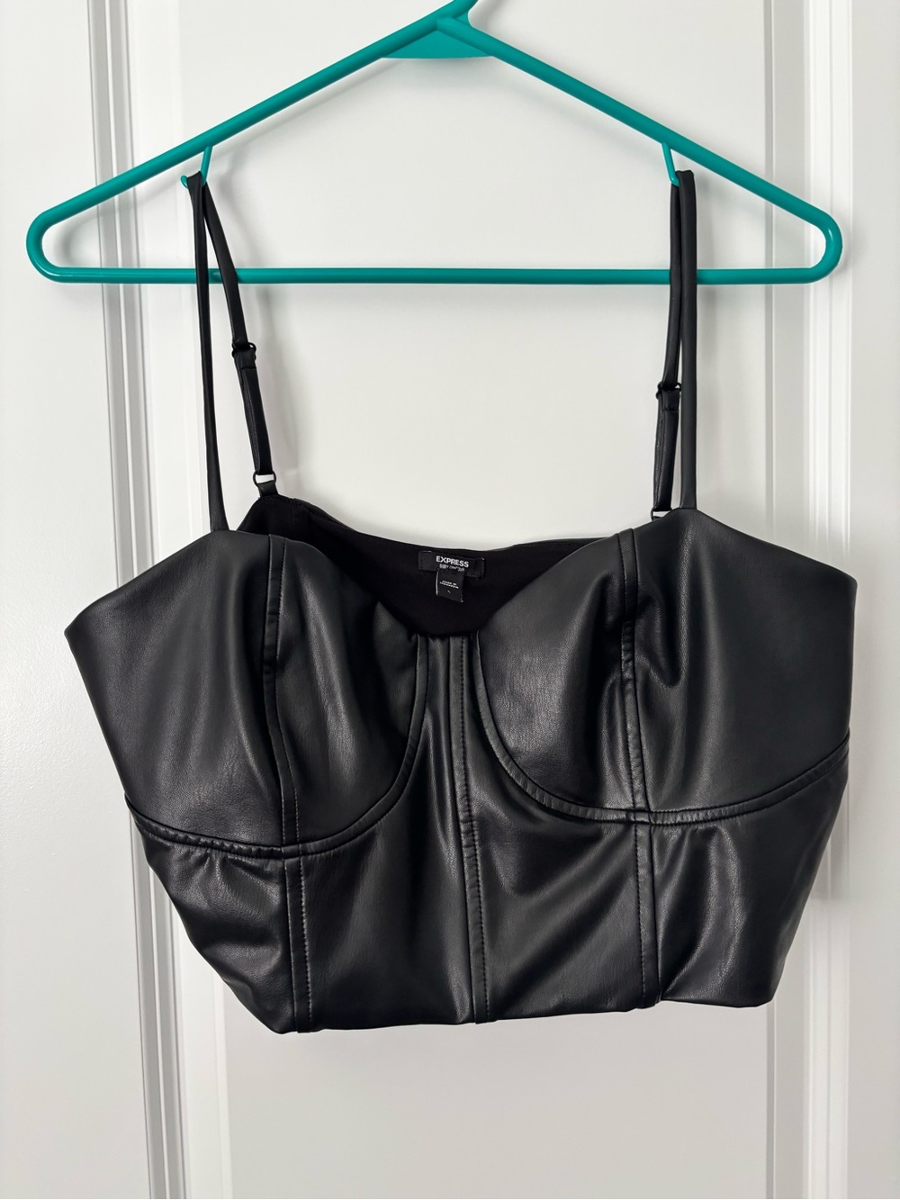Express Black Faux Leather Bustier Camisole
